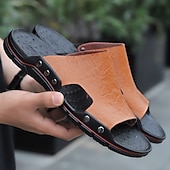 preiswerte Lässige Sandalen-lässige braune Slide-Sandalen für Herren mit Krokoprägung und strapazierfähiger Gummisohle – bequeme Outdoor-Schuhe für Sommer, Strand und Alltag