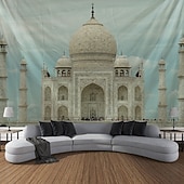 baratos tapeçaria de paisagem-Tapeçaria de Parede do Taj Mahal Paisagem Grande Tapeçaria Mural Decoração Fundo Fotográfico Cobertor Cortina Decoração para Casa Quarto Sala de Estar