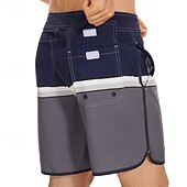 baratos shorts de natação masculinos-Homens Roupa de banho Bermuda de Surf Shorts de Natação Calção Justo de Natação Riscas Estampas Abstratas Secagem Rápida Respirável Com Cordão Cintura elástica Férias Praia Havaiana Casual Azul Lago