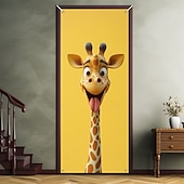 tanie Okładki drzwi-Zabawne Zwierzęta Dekoracje Drzwi Pokrycia Drzwi Giraffe Gobelin Zasłona Drzwi Dekoracja Tło Wewnątrz/Zewnątrz Baner Drzwi dla Domku Wiejskiego