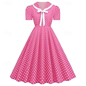levne Šaty-Retro 50. léta Rockabilly Šaty Houpací šaty Maškarní kostým Dámské Karneval Plesová maškaráda Denní nošení loučení se svobodou nevěsty Dospělé Šaty Šaty pro návrat domů
