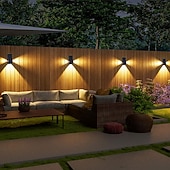 Недорогие Уличные светильники-2 шт. настенных светильника на солнечных батареях – высокая яркость, водонепроницаемый, светящийся с 3 сторон, для украшения сада, виллы, двора, забора, крыльца