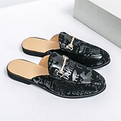 abordables Semiformal-Mules de moda para hombre sin cordones con diseño gráfico, correa ajustable y plantilla cómoda para uso casual y diario.