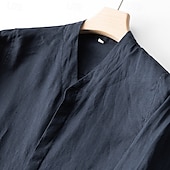 economico Casual da lavoro-Per uomo Camicia Camicia di lino Camicia casual Camicia con Bottoni Semplice Vacanza Camicia hawaiana Bianco Blu marino Beige Manica Lunga Colletto alla coreana Primavera Autunno Abbigliamento