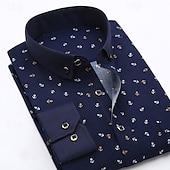 preiswerte Button-Down-Hemden für Herren-Herren Hemd Oberhemd Knopfhemd Anker Hochzeit Party Weiß Hellgrün Rosa Marineblau Langarm Kargen Frühling Herbst Bekleidung Tasche