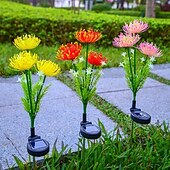 abordables Luces de paisaje-Lámpara de inserción de campo de flores junto al mar con energía solar para exteriores, 2 piezas, lámpara de decoración de césped para camino de jardín y patio, lámpara de decoración de ambiente de