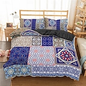 cheap Duvet Cover Sets-Duvet Cover Set Boho Paisely Art Red Black Pattern Duvet Cover Set Soft 3-Piece Luxury Polyester Bedding Set Home Decor Gift