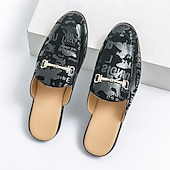 abordables Semiformal-Mules de moda para hombre sin cordones con diseño gráfico, correa ajustable y plantilla cómoda para uso casual y diario.