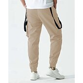 baratos Calças Cargo-Homens Calças Cargo Corredor Calças Com Cordão Bolso multi Cintura elástica com cordão Tecido Vestível Ao ar livre Diário Acampar e Caminhar Moda Clássico Preto Vinho