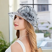 billige Partyhatter-Hatter organza Bøttehatt Bryllup Te Fest cocktail Elegant Årgang søt stil Med Tyll Hodeplagg Hodeplagg