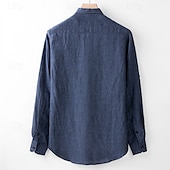 billiga Business Casual-Herr Skjorta Linneskjorta Casual skjorta Knapp upp skjorta Slät Semester Hawaiisk Vit Marinblå Långärmad Kavajslag Vår Höst Kläder Button-Down