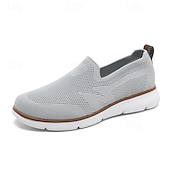 billige Sneakers til herrer-slip-on strikkede joggesko for menn, pustende mesh-overdel med komfortabel passform, uformelle lette sko for hverdags- og utendørsaktiviteter