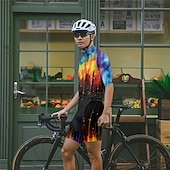 halpa Miesten vaatesarjat-Miesten Pyöräily jersey ja shortsit Lyhythihainen Maastopyöräily Maantiepyöräily Musta Keltainen Punastuvan vaaleanpunainen Kaltevuus Pyörä Spandex Urheilu Kaltevuus Vaatetus