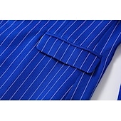 abordables Blazers Clásicos para Hombres-Hombre chaqueta Negocio Fiesta de Cóctel Fiesta de Boda Moda Casual Primavera &amp; Otoño Poliéster Rayas Botón Bolsillo Cómodo Botonadura Simple Chaqueta de sport Negro Blanco Amarillo Azul Piscina