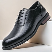 baratos Formal-Sapatos oxford masculinos de couro sintético marrom com relevo de crocodilo - elegantes e sofisticados para uso casual e formal