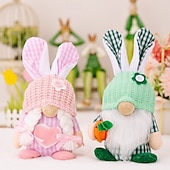 זול חג הפסחא-חבילה של 2 קישוטי פסחא פסלוני ארנב אביב בובות גמדים חסרי פנים עומדות לחופשת פסחא עיצוב הבית תצוגת מדף אביב קישוטי פסח חמודים
