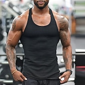 cheap Tank Tops-Men&#039;s Tank Top Vest Top Undershirt Sleeveless Shirt Sleeveless U Neck Summer Plain Fashion Designer Basic Vacation Street Going out Black White Top Tee for Men