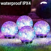 baratos Landscape Lights-2 Pcs 12CM-35Lets Outdoor Solar Cracked Glass Ball Ground Plug in Light Courtyard Garden Lawn Path Wedding Festival Atmosphere Decorative Light