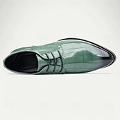 economico Formale-scarpe stringate in similpelle con motivo coccodrillo bordeaux da uomo, eleganti calzature formali per lavoro, matrimoni e occasioni speciali