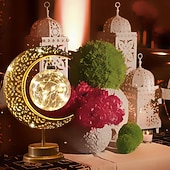 رخيصةأون أضواء زينة رمضان-مصباح القمر احتفالا بعيد الفطر المبارك &amp;ديكورات منزلية للعيد – طاولة تعمل بالبطارية، غرفة نوم، نافذة، ديكور خزانة ملابس