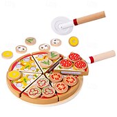 halpa Opetuslelut-lasten koulutus käytännön pizzasimulaatiolelut puinen simulaatio leikkitalo sienipizza leikattu ja leikkilelut