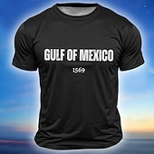 お買い得  メンズおもしろTシャツ-メキシコ湾1569のグラフィックプリント付き男性用ショートスリーブTシャツ