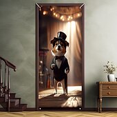 Недорогие Дверные чехлы-Смешные животные двери украшения двери покрытия собаки гобелен занавес украшение фон внутри/снаружи двери баннер для входной двери фермерский дом