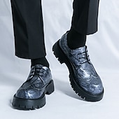 baratos Formal-sapatos brogue masculinos marrons com sola grossa, tênis casuais de couro sintético com cadarço e detalhes texturizados, perfeitos para uso diário e ao ar livre