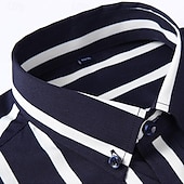 preiswerte Button-Down-Hemden für Herren-Herren Hemd Oberhemd Knopfhemd Streifen Hochzeit Party Hellblau Marineblau + Weiß Schwarz Weiß Langarm Kargen Frühling Herbst Bekleidung Knopf