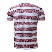 cheap Basic T shirts-Men&#039;s T Shirt Tee Short Sleeve Shirt Tee Top Short Sleeve V Neck Summer Striped Fashion Designer Basic Pocket Vacation Street Going out Red Top Tee for Men