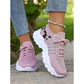 billiga Damsneakers-stickade sneakers för kvinnor med leopardtryck – löparskor i mesh som andas, lätta atletiska sneakers för promenader och fritidskläder
