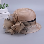 levne Party klobouky-Klobouky Organza Kbelík Čajový dýchánek Dostih koktejl Elegantní Vinobraní Roztomilý S Květiny Přílba Pokrývky Hlavy