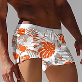 olcso Trópusi növények és virágok-Férfi Pálmafa levél Trópusi növények Úszónadrágok Deszkás short Úszónadrág Közepes csípő 3D mintás Hawaii Szörfözés Szabadság Tengerpart Zsinór hálós béléssel Rugalmas derék Tervező Ruházat