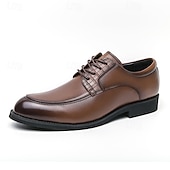 economico Formale-scarpe eleganti da uomo in similpelle marrone con lacci e dettagli intrecciati, stile classico formale, comode per matrimoni ed eventi aziendali