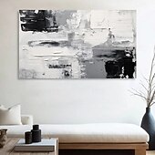preiswerte Abstrakte Gemälde-großes schwarzes abstraktes Ölgemälde, handgemalt, grau-goldenes Gemälde, handgefertigtes Gemälde, moderne Bürokunst, Wandgemälde für Wohnzimmer, Schlafzimmer, Büro, Wanddekoration