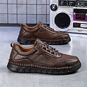 abordables Zapatos Informales con Cordones-Zapatos de senderismo para exteriores para hombre con parte superior de piel sintética duradera y suela resistente: zapatillas cómodas con cordones para uso diario y aventuras