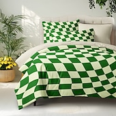 abordables 100% Coton-l.t.home Parure de lit réversible en satin 100 % coton de qualité supérieure, 300 fils au pouce carré, ensemble de literie élite géométrique