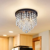 cheap Unique Chandeliers-Crystal Chandelier LED Round Ceiling Light with LED Brightness Hall Lights 110-240V