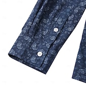 abordables Camisas Elite para Hombres-Hombre Camisa Camisa con botones Camisa casual Manga Larga Vintage Hawaiano Artístico Escuela Rendimiento Boda Primavera Otoño Cuello Vuelto Abotonar Azul Marino