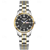economico Orologi al quarzo-digitale nuovo quadrante circolare orologio da donna business ipx7 impermeabile calendario luminoso display settimanale cinturino in lega multifunzionale elegante orologio al quarzo per viaggio tempo