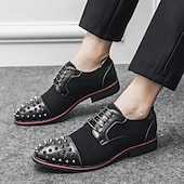 economico Formale-scarpe derby da uomo - misto pelle sintetica e pelle scamosciata con dettagli rivettati, eleganti calzature casual da uomo, perfette per ufficio, feste e uso quotidiano