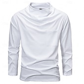 cheap Basic T shirts-Men&#039;s Tee Tee Top Long Sleeve Shirt Long Sleeve Crew Neck Spring &amp;  Fall Plain Fashion Designer Sexy Vacation Street Going out Black White Dark Grey Top Tee for Men