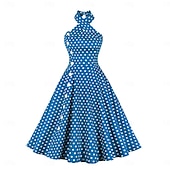 preiswerte Kleider-Retro Vintage 1950er Kleid Swing-Kleid Tupfen Damen Karneval Maskerade Alltagskleidung Junggesellinnenabschiedsparty Erwachsene Kleid Abschlussballkleider