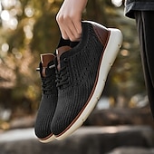preiswerte Sneaker für Herren-Atmungsaktive Strick-Sneaker für Herren mit Kunstlederakzenten – stylische, leichte Sportschuhe für die Freizeit und den Komfort im Alltag