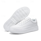 economico Casuale-sneakers da uomo in similpelle nera con suola ammortizzata, comodo design con lacci per un uso casual e quotidiano