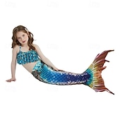 billiga Mermaid Baddräkt-Barn Flickor Badkläder för sjöjungfrun Baddräkt Helgdag Strand Vågar Semester Tropisk Baddräkter 4 år + Sommar Gul Rodnande Rosa
