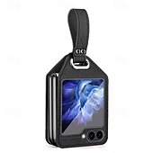 tanie Etui do telefonów Samsung-Etui na telefon do Samsung Galaxy Z Flip 6 Z Flip 5 Z Flip 4 Tylny pokrowiec Odporny na wstrząsy Retro PU skóra