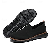 billige Sneakers til herrer-slip-on strikkede joggesko for menn, pustende mesh-overdel med komfortabel passform, uformelle lette sko for hverdags- og utendørsaktiviteter