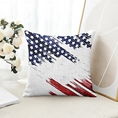 cheap Holiday Cushion Cover-American Flag Vintage Decorative Toss Pillows Cover 1PC Soft Square Couch Cushion Case Pillowcase for Bedroom Livingroom Sofa Chair 4th of July Independence Day