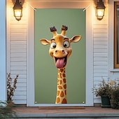 tanie Okładki drzwi-Zabawne Zwierzęta Dekoracje Drzwi Pokrycia Drzwi Giraffe Gobelin Zasłona Drzwi Dekoracja Tło Wewnątrz/Zewnątrz Baner Drzwi dla Domku Wiejskiego